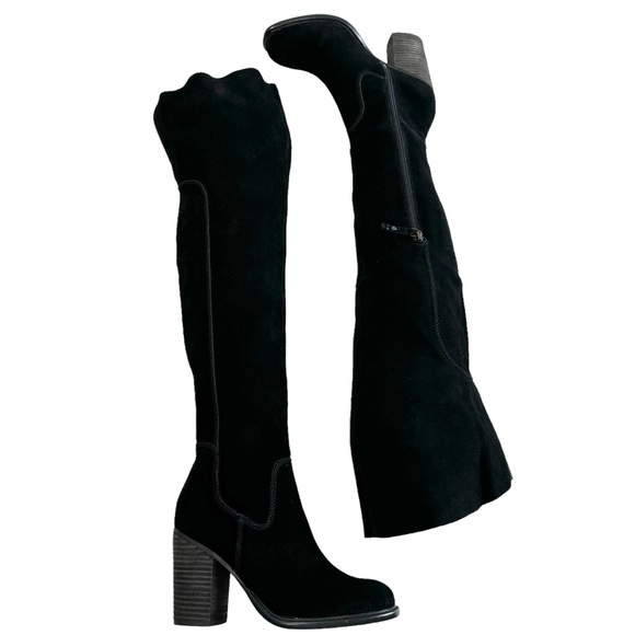 NWOT Kelsi Dagger Brooklyn Logan Black Suede Over The Knee Boots Size 6.5 - Picture 8 of 16
